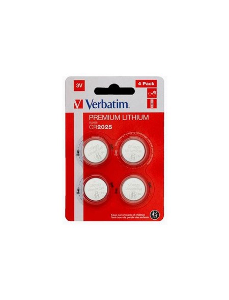 Pilas boton Litio Verbatim CR2025 3V Pack 4 unid.